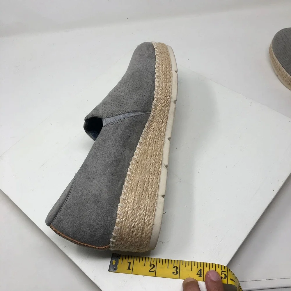 Dr. Scholls Frankley Wedge Sneaker Womens 9.5 Grey Perforated Espadrille Slip On